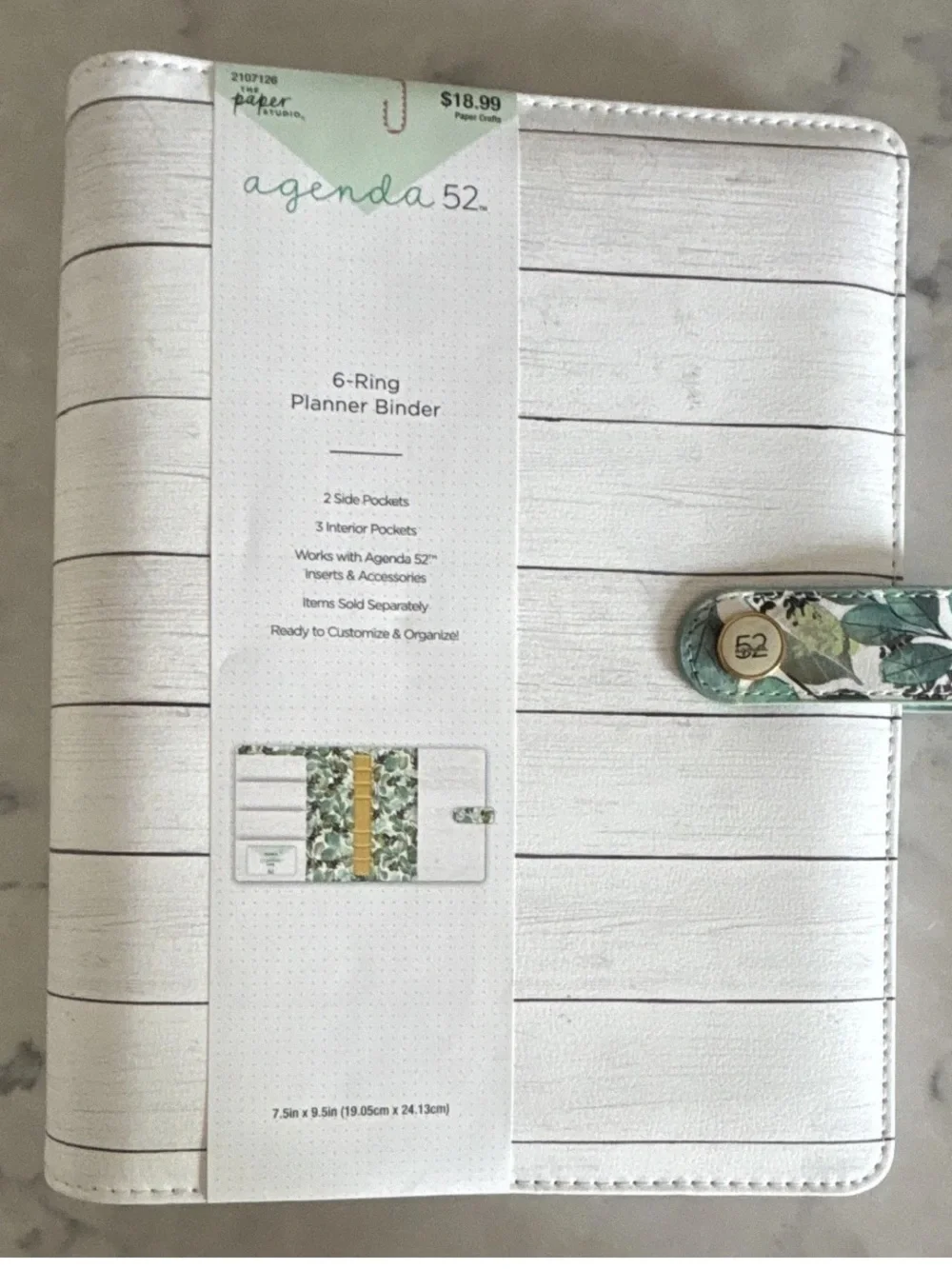 Agenda 52 White & Floral 6-Ring Planner Binder